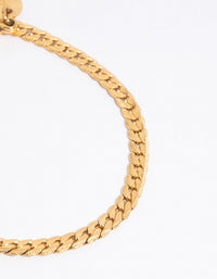 Gold Plated Stainless Steel Flat Chain Bracelet - link has visual effect only