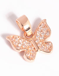 Rose Gold Plated Butterfly Charm with Cubic Zirconia - link has visual effect only