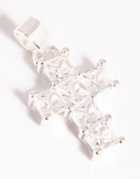 Silver Plated Cross Charm with Cubic Zirconia - link has visual effect only