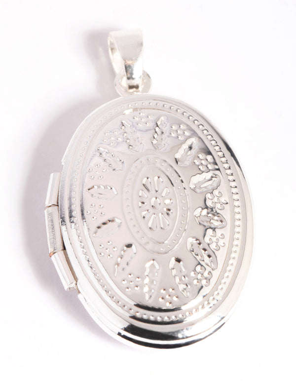 Silver Plated Oval Locket Charm