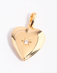 Gold Plated Diamante Heart Locket Charm - link has visual effect only