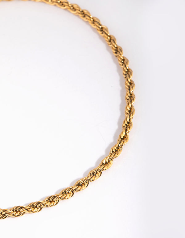 Waterproof Waterproof Gold Plated Stainless Steel Twisted Chain Anklet