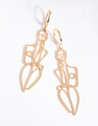 Gold Body Outline Drop Earrings - link has visual effect only