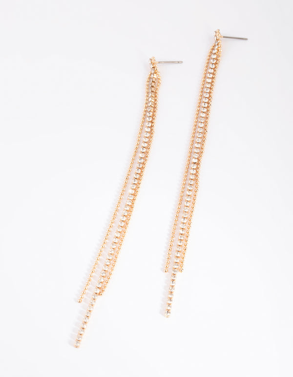 Gold Diamante Drop Earrings