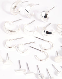 Silver Geometric Stud & Hoop Earring 12-Pack - link has visual effect only