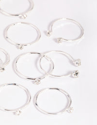 Silver Diamante Ring Stack 8-Pack - link has visual effect only