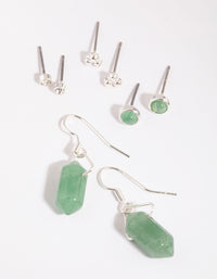 Silver Green Fluorite Stacking Earrings - link has visual effect only