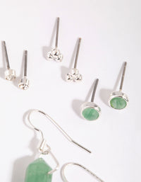 Silver Green Fluorite Stacking Earrings - link has visual effect only