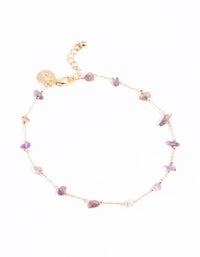 Gold Amethyst Chip Anklet - link has visual effect only