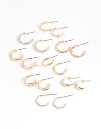 Gold Glittered & Textured Hoop Earring 8-Pack - link has visual effect only