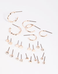 Rose Gold Diamante Heart Stud Earring 12-Pack - link has visual effect only