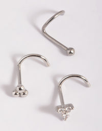 Surgical Steel Cubic Zirconia Nose Stud Pack - link has visual effect only