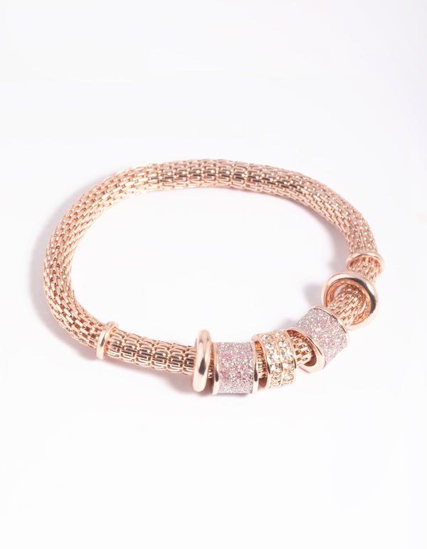 Rose Gold Mixed Charm Stretch Bracelet