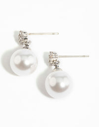 Silver Cubic Zirconia Pearl Drop Earrings - link has visual effect only