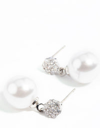 Silver Cubic Zirconia Pearl Drop Earrings - link has visual effect only