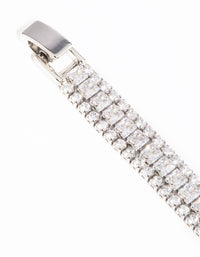 Rhodium Cubic Zirconia Wide Bracelet - link has visual effect only