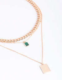 Green Layered Pendant Necklace - link has visual effect only