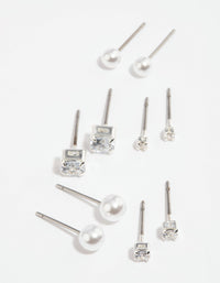 Silver Diamante Stud Earring 5-Pack - link has visual effect only