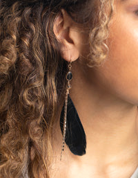 Black Feather Drop Earrings - link has visual effect only