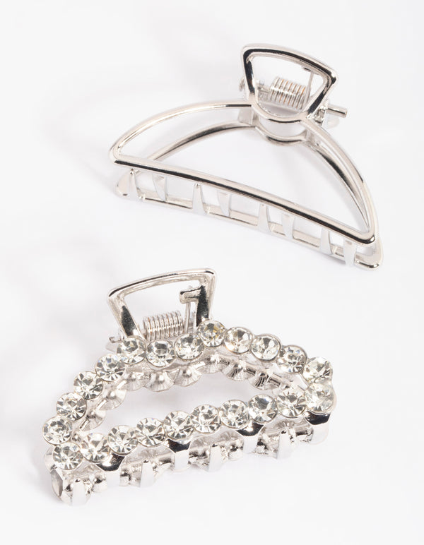 Silver Diamante Claw Set