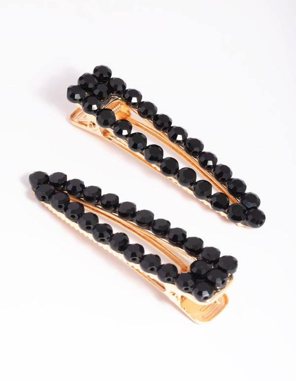 Gold Facet Bead Snap Clips