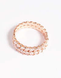 Rose Gold Plated Cubic Zirconia Navette Ring - link has visual effect only