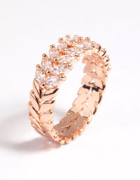 Rose Gold Plated Cubic Zirconia Navette Ring - link has visual effect only