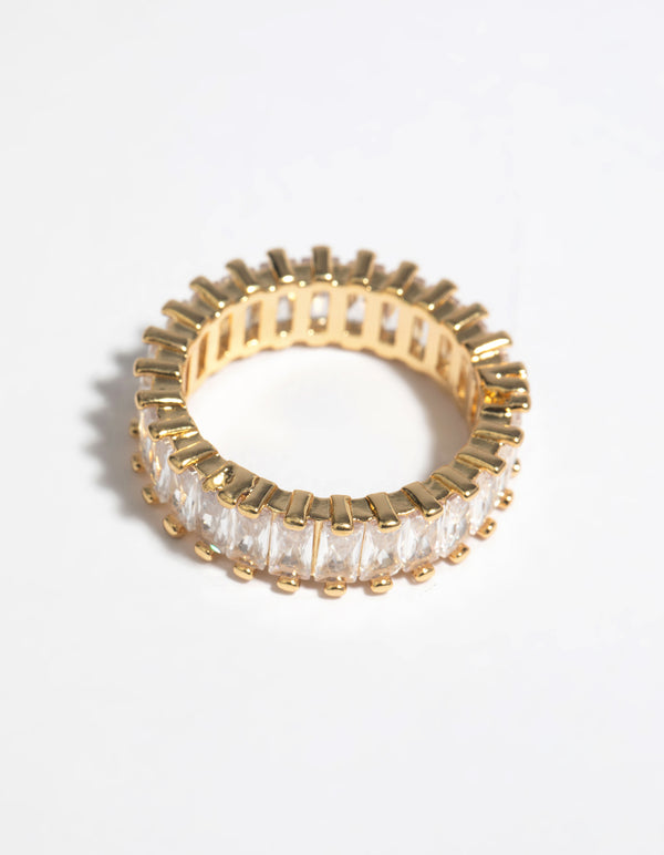 Gold Cubic Zirconia Baguette Ring