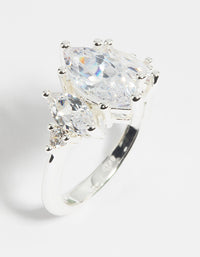 Silver Cubic Zirconia Navette Ring - link has visual effect only