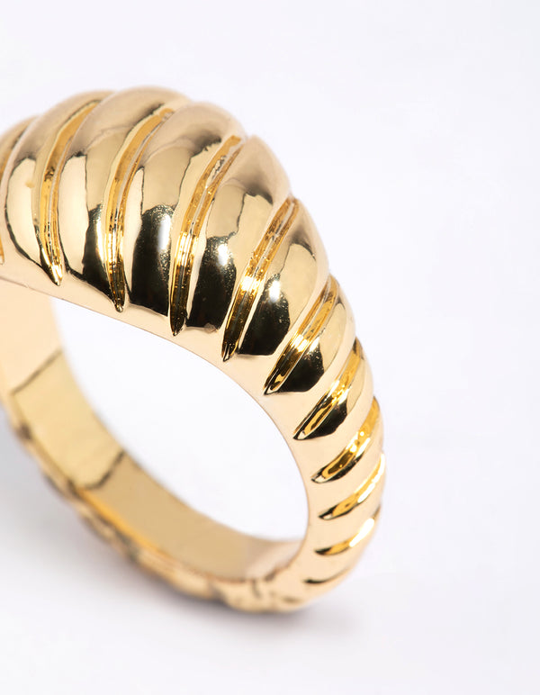 Gold RIbbed Ring