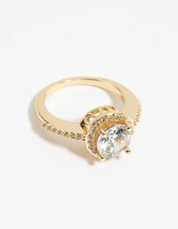 Gold Cubic Zirconia Solitaire Ring - link has visual effect only