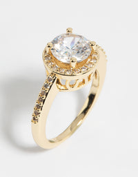 Gold Cubic Zirconia Solitaire Ring - link has visual effect only