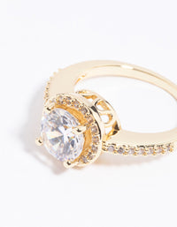 Gold Cubic Zirconia Solitaire Ring - link has visual effect only