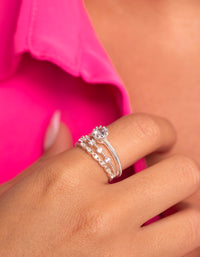 Silver Cubic Zirconia Engagement Ring Stack - link has visual effect only