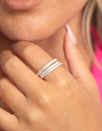 Silver Cubic Zirconia Fine Ring Stack - link has visual effect only