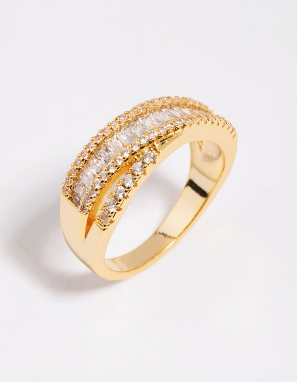 Gold Plated Cubic Zirconia Baguette Ring