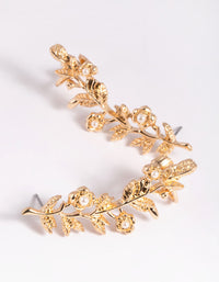 Gold Floral Branch Cuff Earrings - link has visual effect only