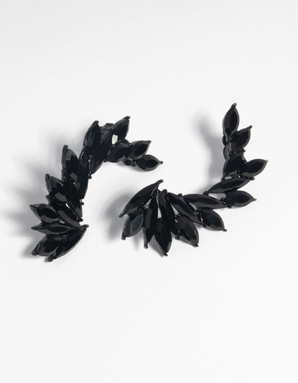 Matte Black Marquise Cuff Earrings