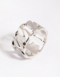 Rhodium Chain Link Ring - link has visual effect only