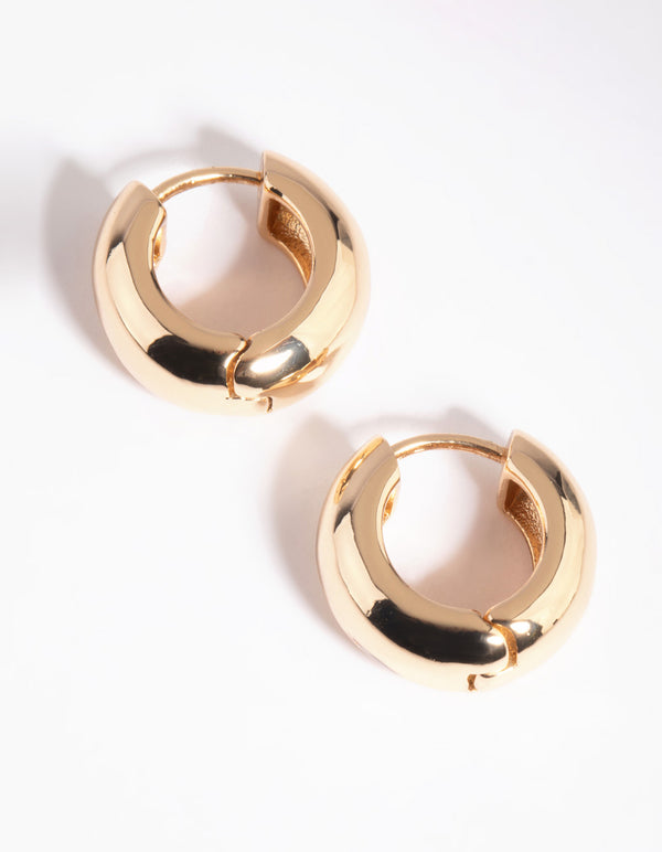 Gold Chunky Huggie Hoop Earrings