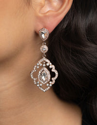 Rose Gold Diamante Drop Earrings - link has visual effect only