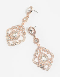 Rose Gold Diamante Drop Earrings - link has visual effect only