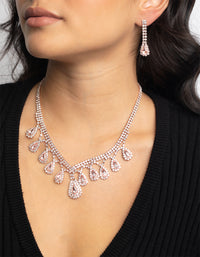 Rose Gold Teardrop Diamante Necklace & Earrings Set - link has visual effect only