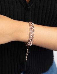 Rose Gold Diamante Link Bracelet - link has visual effect only