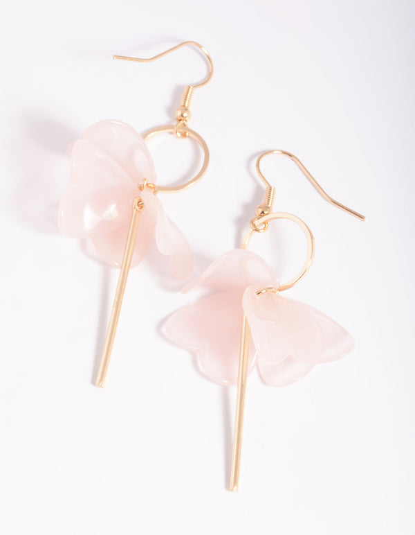 Pink Petal Drop Earrings