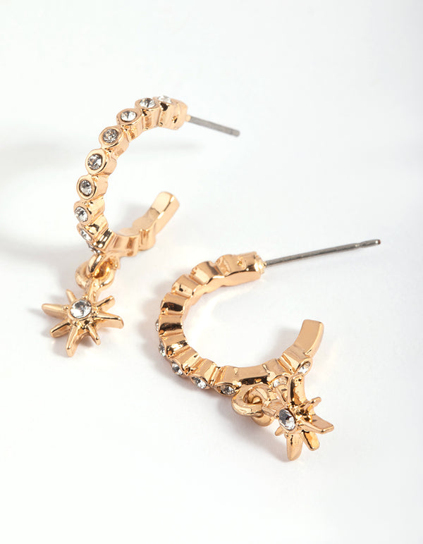 Gold Diamante Huggie Hoop Earrings