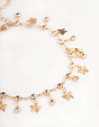 Gold Diamante Butterfly Statement Anklet - link has visual effect only