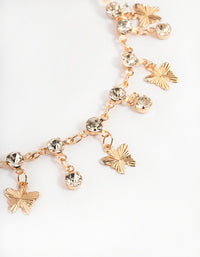 Gold Diamante Butterfly Statement Anklet - link has visual effect only