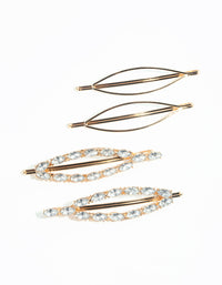 Gold Diamante Oval Clips - link has visual effect only