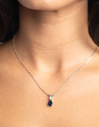 Rhodium Diamond Simulant Sapphire Necklace - link has visual effect only